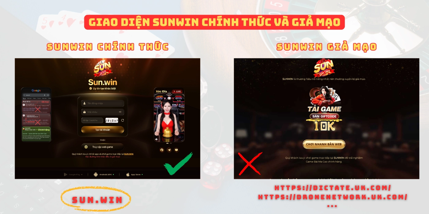 Phân biệt thật - giả nhà cái Sunwin
